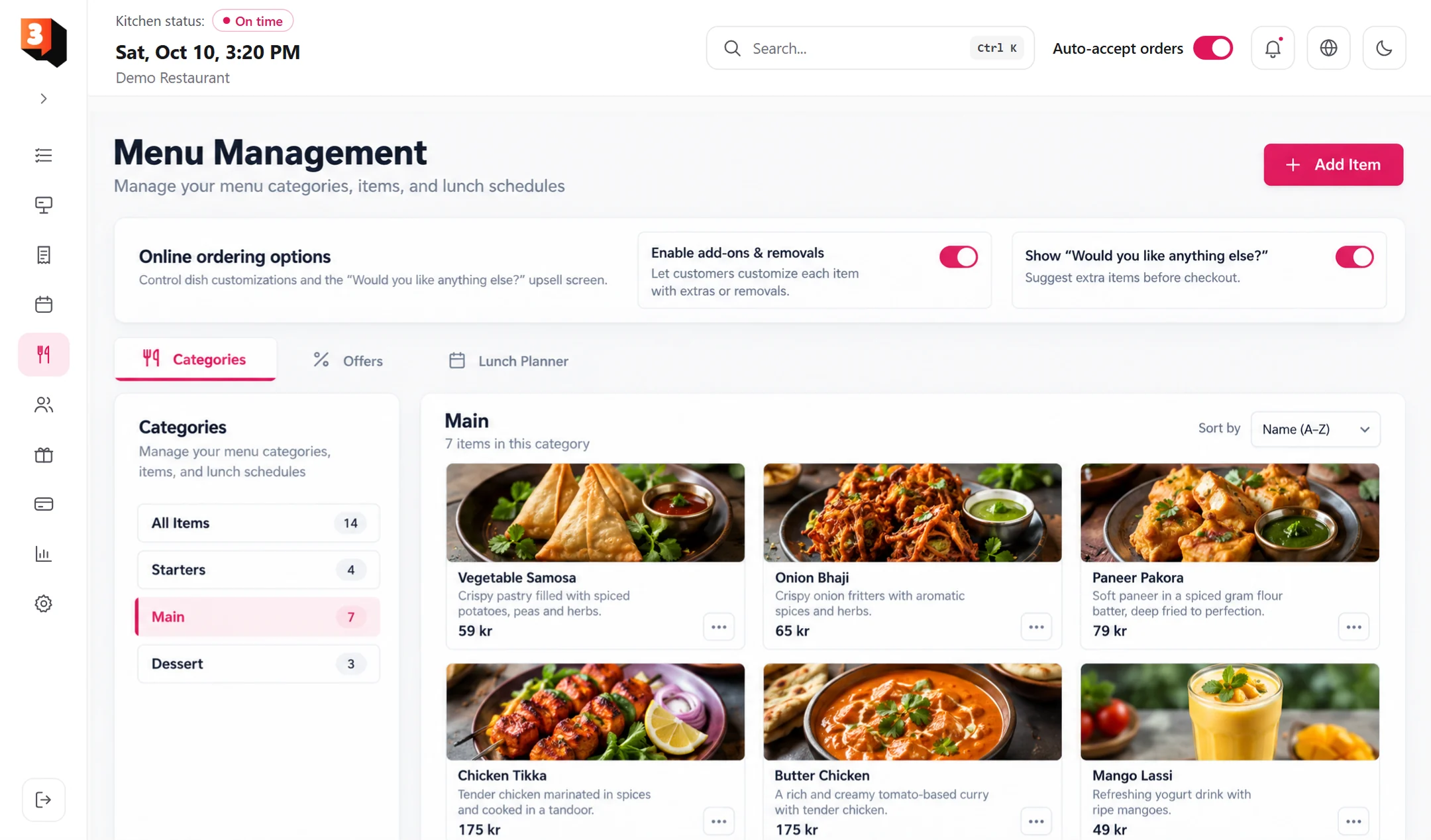 3buddy dashboard: menu management