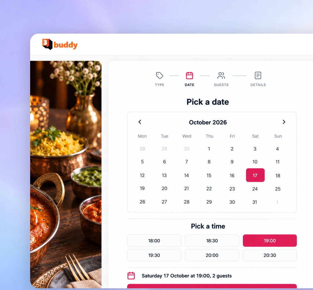 3buddy table booking on a phone